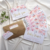 Elegant Oh Baby Lettering Floral Baby Girl Shower Invitation Postcard