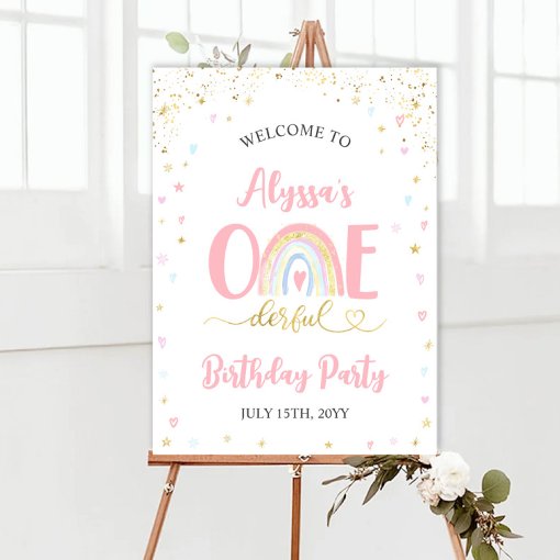 Onederful 1st Birthday Party Pastel Rainbow Baby Bib | Zazzle