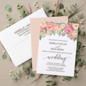 Peach and Pink Peony Flowers Brunch and Bubbly Invitation (Personalise this independent creator's collection.)