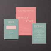 Modern Retro Minimalist Pink Mint Green Wedding  Save The Date (Personalise this independent creator's collection.)