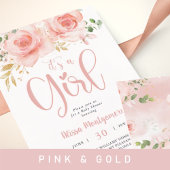 Pink Blush Floral Baby Shower Invitation Girl