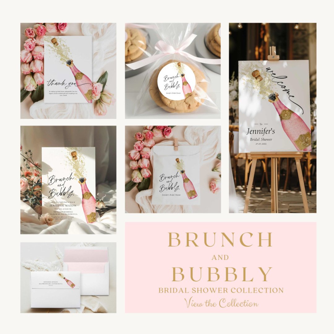 Pink Brunch and Bubbly Bridal Shower Invitation | Zazzle