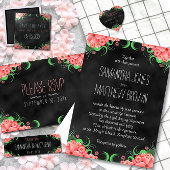Black Chalkboard Pink Floral Gift Registry Enclosure Card