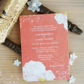 Peony Blooms Coral Bridal Shower Invitation