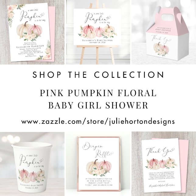 Pumpkin Pink Floral Diaper Raffle Baby Shower Enclosure Card