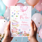 Pink Tea Party Time Four Tea Birthday Invitation