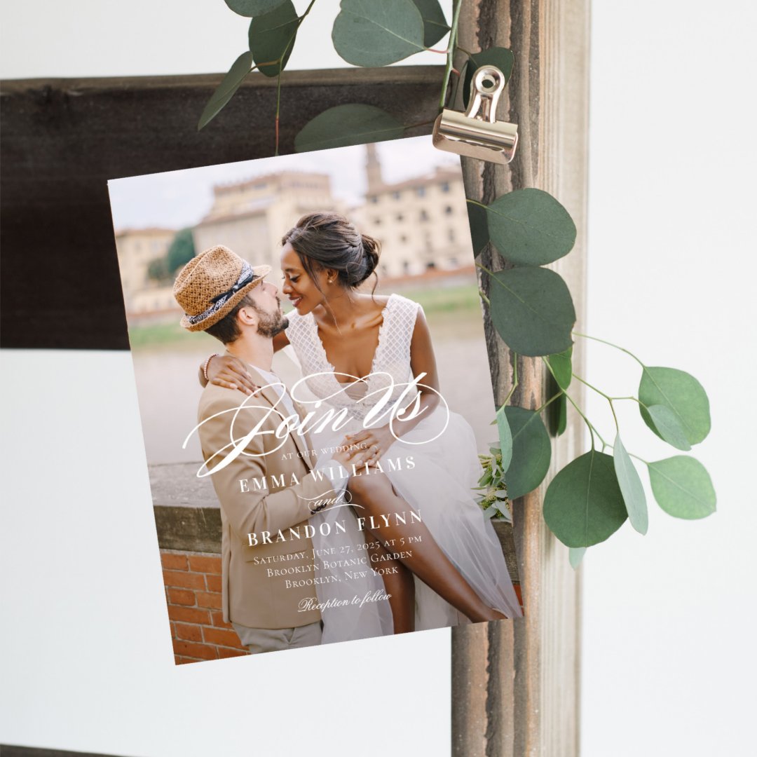 Poetic Script Photo Wedding Invitation PSC | Zazzle