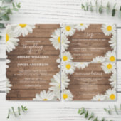 Pretty Daisies White Floral Rustic Wood Wedding Invitation (Personalise this independent creator's collection.)