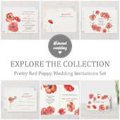 Pretty Red Poppies floral wedding napkin