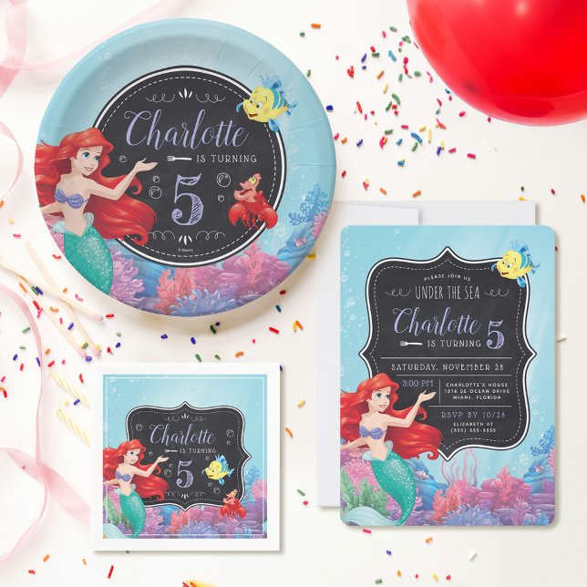 Ariel The Little Mermaid Watercolor Birthday Paper Plates Zazzle