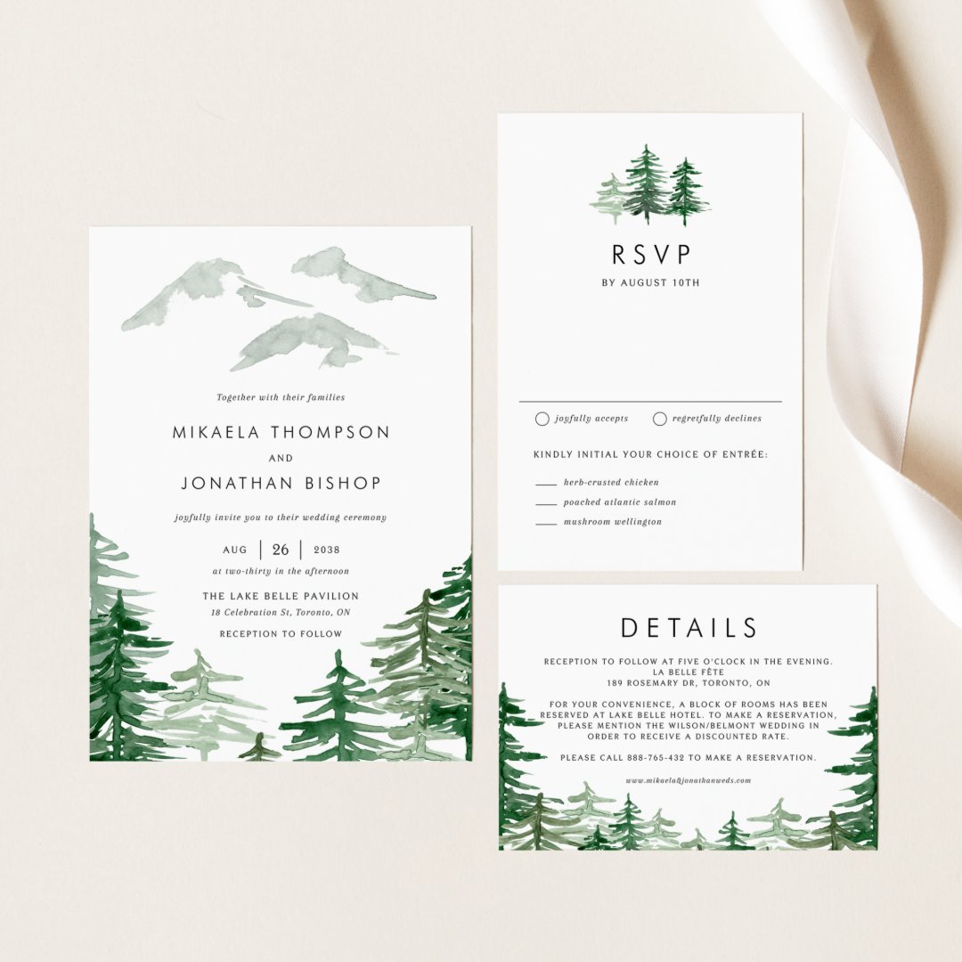 Rustic Watercolor Forest Woodland Wedding Thank You Card | Zazzle