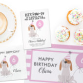 Puppy Dog Theme Birthday Party Pink Photo Invitation