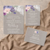 Purple Flowers and Lace Save the Date Card (Personalise this independent creator's collection.)