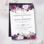 Purple Lavender Floral Boho Bridal Shower Invitation
