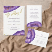 Watercolor Purple and Gold Geode Bridal Shower Invitation (Personalise this independent creator's collection.)