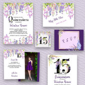 Floral Quinceanera Elegant Purple Wisteria Invitation