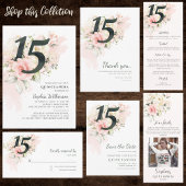 Pink Floral 15th Birthday Quinceanera Party Invitation