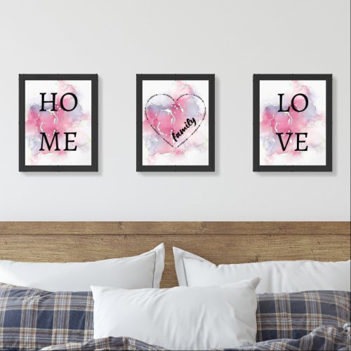 collection quote word home family love watercolor wall art sets