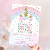 Unicorn Rainbow Pink Gold 1st Birthday Baby Bodysuit