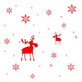 Modern Simple Red Moose Snowflakes