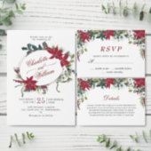 Red Poinsettia Christmas Wedding Save the Date Invitation (Personalise this independent creator's collection.)