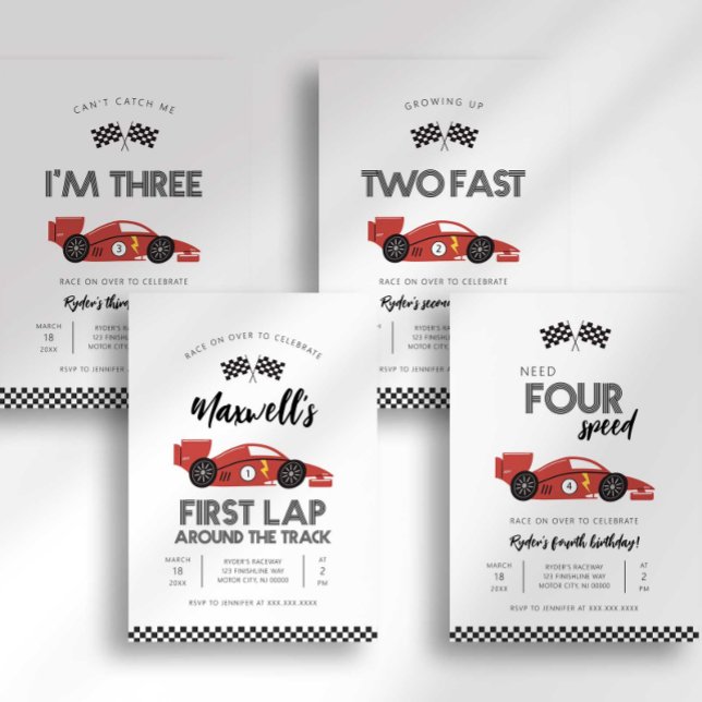Growing up Two Fast Second Birthday Invitation