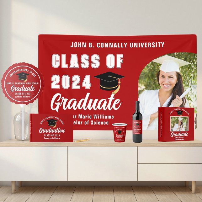 2023 Graduation Banner Set - Red Celebration Banner For Graduation Party Decorations