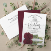 Elegant Burgundy Rose with Rose Gold Bridal Shower Foil Invitation (Personalise this independent creator's collection.)