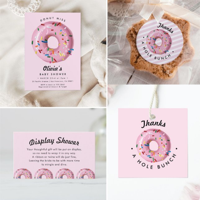 Pink Sprinkle Donut Thanks a Hole Bunch Classic Round Sticker | Zazzle pink-sprinkle-donut-thanks-a-hole-bunch-classic-round-sticker-zazzle