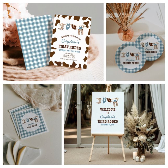 96 Pcs My First Rodeo Birthday Party Supplies Paper Plates Napkins Western Blue Cowboy 1st Rodeo Party Birthday Tableware Set Decorations Favors For Boy Baby Shower Serves 24