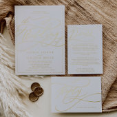Romantic Gold Foil Calligraphy Monogram Wedding Foil Invitation