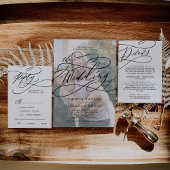 Romantic Calligraphy | Faded Photo The Wedding Of All In One Invitation
