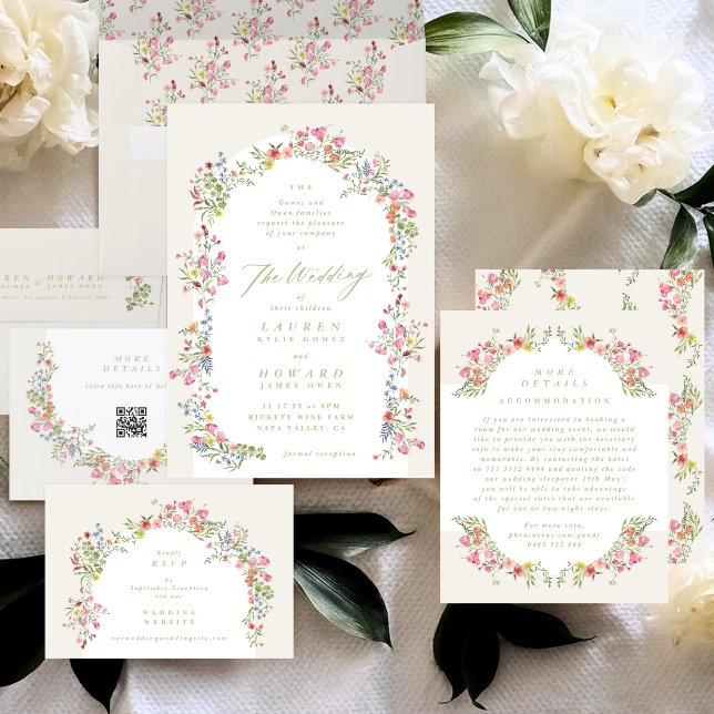 romantic dainty floral arch spring garden wedding acrylic invitations