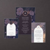 Elegant Dark Boho Floral Arch Rose Gold Wedding Invitation (Personalise this independent creator's collection.)