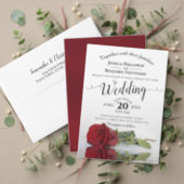 Romantic Reflecting Red Rose Elegant Wedding Invitation (Personalise this independent creator's collection.)