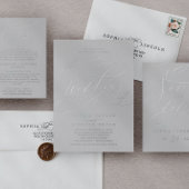 Romantic Silver Foil Gray | Frame Wedding Foil Invitation