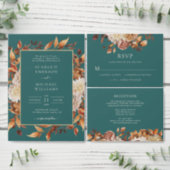 Teal Autumn Modern Watercolor Terracotta Wedding Invitation (Personalise this independent creator's collection.)