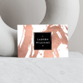Luxe Rose Gold Brushstrokes Designer Business Card