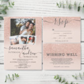 Silver glitter ombre dusty blue script wedding invitation (Personalise this independent creator's collection.)
