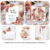 Chic Blush Pink Pampas Grass Floral Bridal Brunch Invitation