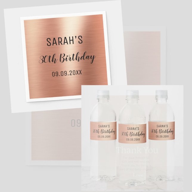 Rose Gold Black 30th Birthday Party Elegant Thermal Wine Tumbler | Zazzle