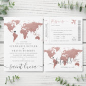Pink World Map Boarding Pass Save the Date Card (Personalise this independent creator's collection.)