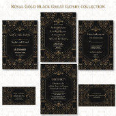 Royal Gold Black Great Gatsby 1920s Wedding Invitation