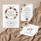 Rustic Fall Watercolor Floral Rust Orange Wedding Invitation (Personalise this independent creator's collection.)
