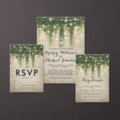 Rustic Chateau Stone Church String Lights Wedding Invitation (Personalise this independent creator's collection.)