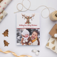 Rustic Christmas Reindeer Antler Ornaments Wrapping Paper