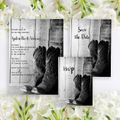 Rustic Cowboy Boots Western Couples Wedding Shower Invitation