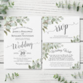 Rustic Watercolor Eucalyptus Square Photo Wedding Save The Date (Personalise this independent creator's collection.)