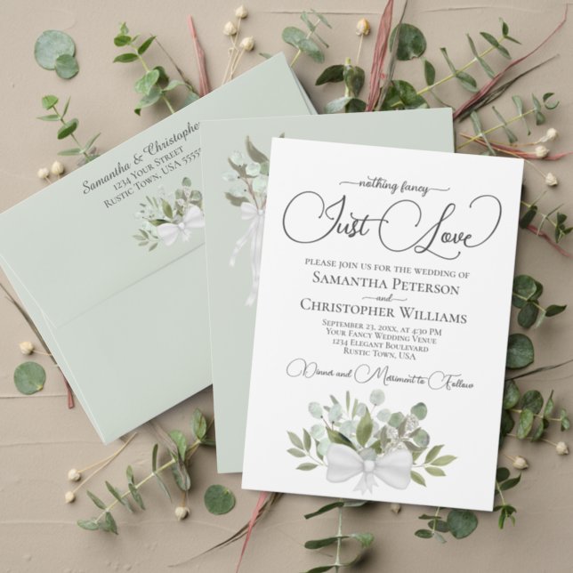 Printed Eucalyptus Wedding Invitation / Greenery folded outlet invitation / Invitation Suite / Botanical Wedding Invitation Eucalyptus Crest