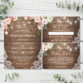 Rustic String Lights Lace Floral Birthday Party Invitation (Personalise this independent creator's collection.)
